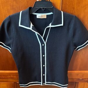 Bailey 44 Short Sleeve Sweater with White Trim